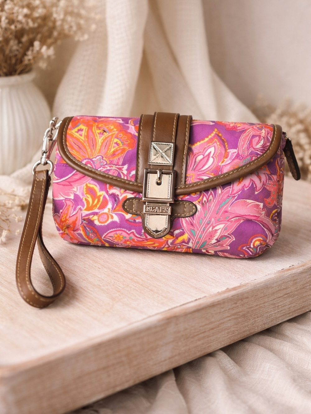 CHAPS Vibrant Floral Wristlet Clutch | Multi Compartment Organizer